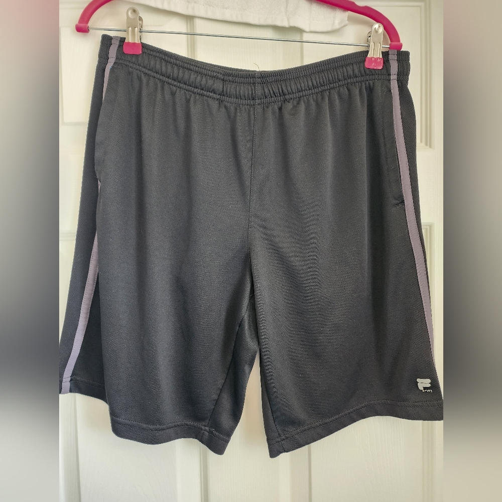 Fila Women's Black Athletic Shorts, Black And Purple, Size L, Excellent